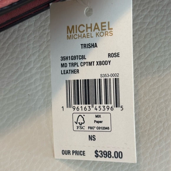 Michael Kors Trisha Pink Leather  Crossbody Bag NWT - Picture 4 of 10
